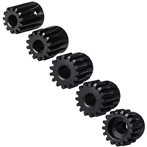 32P Hardened Steel Upgrade Pinion Gear Set: 13T 14T 15T 16T 17T fit 5mm RC Motor Shaft (Work with Steel Spur Gear) for RC Cars, Set of 5 - size: 13T&14T&15T&16T&17T
