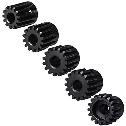 32P Hardened Steel Upgrade Pinion Gear Set: 13T 14T 15T 16T 17T fit 5mm RC Motor Shaft (Work with Steel Spur Gear) for RC Cars, Set of 5 - size: 13T&14T&15T&16T&17T
