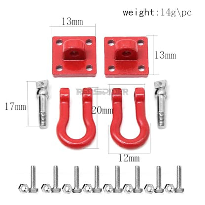 1/10 RC Car Accessories Mini Metal Trailer Chain and Tow Hooks Towing Hook & for 1:10 Rock Crawler Truck Car Traxxas TRX4 SCX10 Axial RC4WD Tamiya D90 (Red) - color: Red