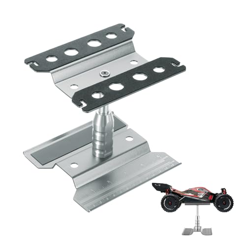 MECCANIXITY 1 Set RC Car Work Stand Lift Lower Aluminum Repair Workstation 360 Degree Rotation with Silver Screw Tray and Screw Box for 1/8 1/10 1/16 Scale RC Car Crawler Truck Vehicle (Gray) - color: Gray