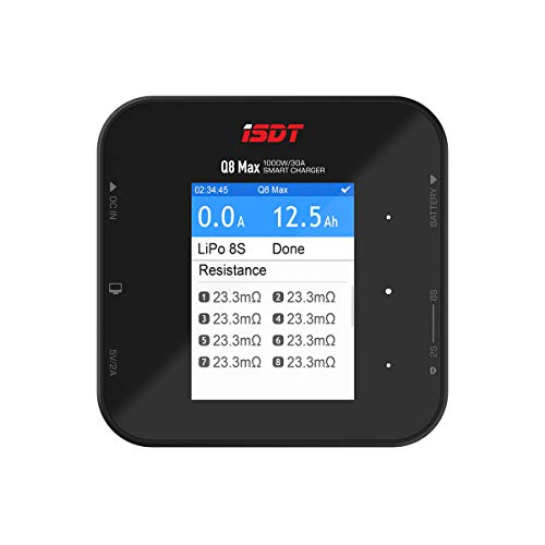 ISDT Q8 MAX Battgo Lipo Battery Charger/Discharger, Balance Charger Discharger 30A 1000W DC 2-8S LCD Display Digital Smart Battery Balance Charger Li-Po Li-Hv Li-Ion Li-Fe NiMH Ni-Cd Pb