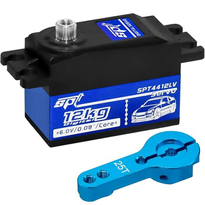 12kg Low Profile Servo RC Digital Servo High Torque Full Metal Gear & 25T Metal Servo Horn Digital Servo for 1/10 RC Car Tamiya Kyosho On-Road Touring Drift Car - size: 12KG Low Profile Servo&25T Servo Horn