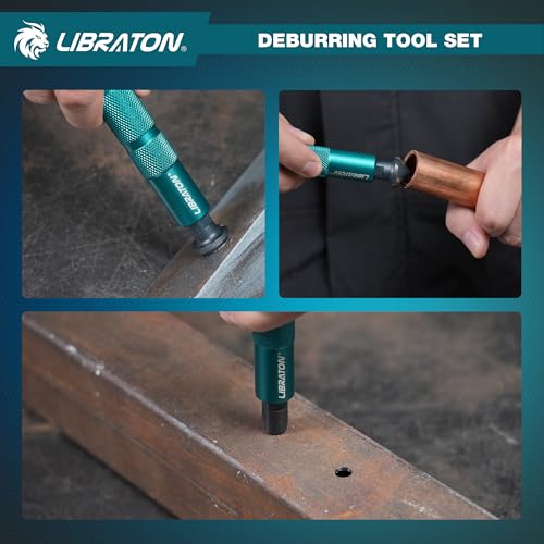 LIBRATON Deburring Tool 3d Printing, Countersink Chamfering Reamer Tool | 360 Degree Swivel Deburring Tool for Metal, Resin, PVC, Copper, Plastic, Wood, Deburring Tool 3d Printing with 10 HSS Blades