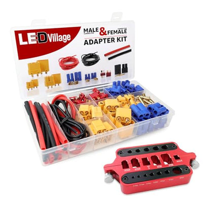 70pcs T-Plug / XT60 / XT90 / EC3 / EC5 Male & Female Plug with Red Aluminum Welding Soldering Insulate Station Jig for All DIY Projects RC Lipo Battery ESC Motor