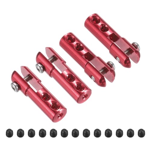 MECCANIXITY 4Pcs Metal Clevis M2 Thread Aluminum Alloy Clevis Servo Horn Tie Rod Chuck Connector with Screws for RC Airplane Car Helicopter Model Replacements,Red - color: Red