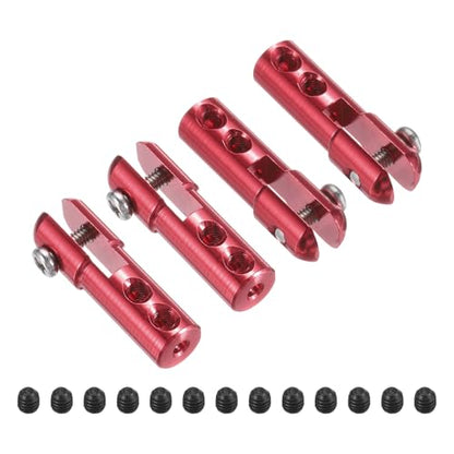 MECCANIXITY 4Pcs Metal Clevis M2 Thread Aluminum Alloy Clevis Servo Horn Tie Rod Chuck Connector with Screws for RC Airplane Car Helicopter Model Replacements,Red - color: Red