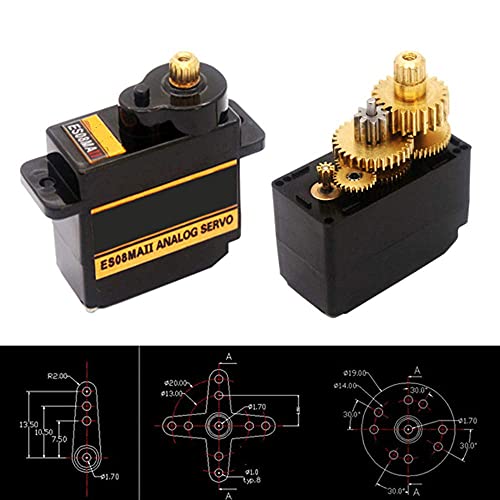 RGBZONE 4Pcs ES08MA II 12g Mini Metal Gear Analog Servo Shockproof Stable Machine Compatible for RC Model - size: ES08MA II