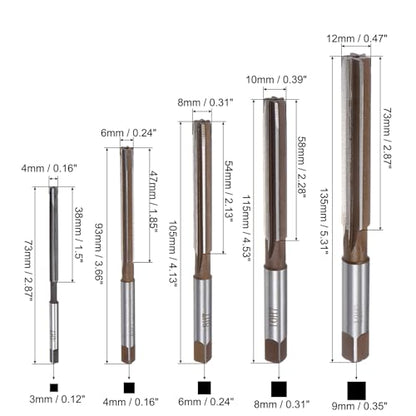 uxcell 5pcs Hand Reamers Set 4mm 6mm 8mm 10mm 12mm H7 Metric Alloy Steel Reamer Bit Straight Flutes Steel Cutting Tool for Metal Wood Hole Reaming