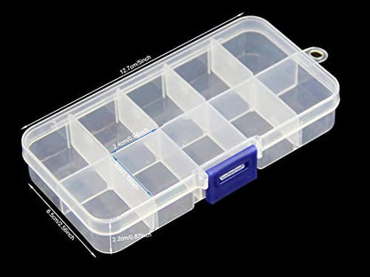 20 packs Plastic Organizer Box 10 Grids Clear Storage Container Jewelry Case with Fixed Dividers for Beads Art DIY Crafts Jewelry Fishing Tackles (20pcs 10 Grids Box) - size: 20pcs 10 Grids Box