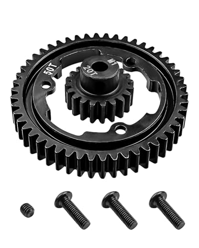 50T M1.0 Hardened Steel Spur Gear with 20T Pinion Gear Fit for Traxxas 1/10 Maxx 1/5 X-Maxx 1/10 E-REVO 2.0 VXL 1/7 XO-1 1/6 XRT Hot Racing Spur Gear RC Cars Spare Parts - size: 50T+20T
