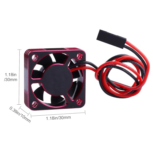 30mm RC Cooling Fan Kit Heatsink for 540 550 Brushed Brushless Motor ESC Aluminum Case (Black&Red) - color: Black&Red