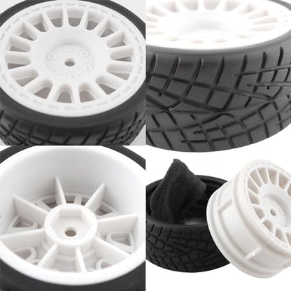 1/10 Scale OD2.55 RC On Road Touring Racing Tires 12mm Hub Wheel Hex Compatible with Traxxas 4 Tec 2.0 Tamiya TT01 XV01 Kyosho WR8 Sakura WLtoys HPI 1/10 Arrma Grom RC Cars(White) - color: White