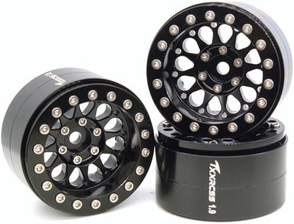 RC 1.9 Inch Beadlock Wheels Negative Offsets 8mm Rims Hex 12mm Aluminum Wheel for TRX4 TRX6 SCX10 Gen8 1/10 RC Crawler Remote Control Car Upgrades Accessories 4PCS (Black)) - color: Black)