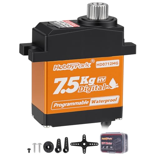 HobbyPark Waterproof 7.5kg High Torque RC Micro Servo Metal Gear Digital Arduino Servo for 1/18 TRX4M TRX4MT Redcat Ascent-18 Losi Mini LMT 1/10 TRX4 SCX10 RC Crawler RC Car Plane Boat Robot