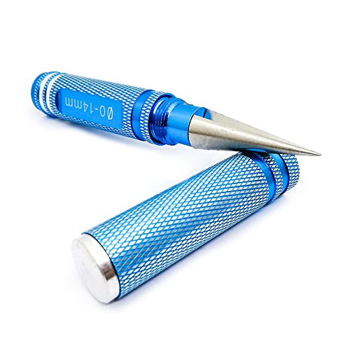 3Pcs RC Body Reamer Hole Punche, RC Body Trimming Tools Kit with Sleeve and Curved Scissors & Straight Scissors Set RC Car Body Mounting for 0-14mm Hole Punching and Trimming (Blue) - color: Blue