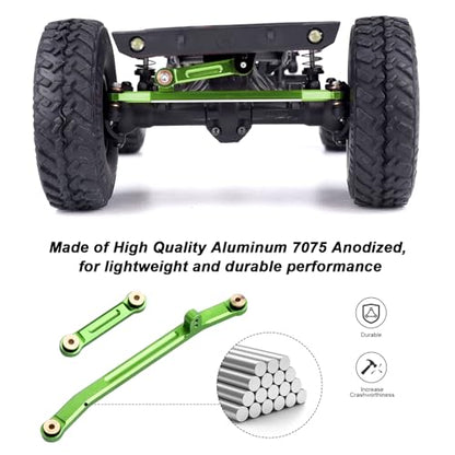 Hobbypark Aluminum Steering Rod Tie Links High-Tightening Linkage for Axial SCX24 Gladiator Bronco C10 JLU Deadbolt B17 1/24 RC Crawler (Green) - color: Green