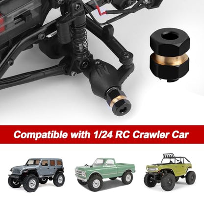 4pcs Brass Extended 7mm Hex Wheel Hubs Extension Adaptor Combiner Coupler for Axial SCX24 Upgrades 1/24 RC Crawler Car Replacement