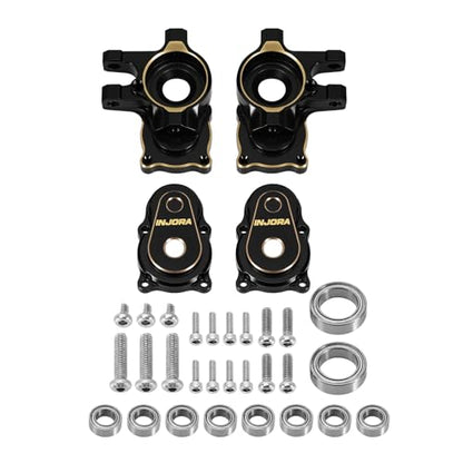 INJORA Black Brass Steering Knuckles Set TRX4M +5mm Diamond Portal Axle RC Upgrade