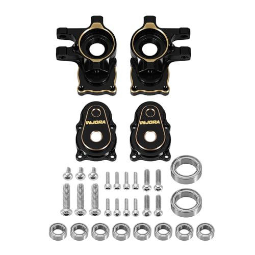 INJORA Black Brass Steering Knuckles Set TRX4M +5mm Diamond Portal Axle RC Upgrade