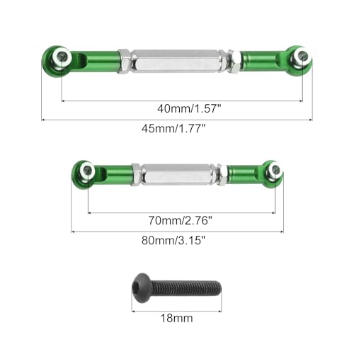MECCANIXITY Adjustable Turnbuckles Camber Link Linkages Aluminum Alloy RC Car Steering Pull Rod Servo Linkages Tie Rod for 2WD 1/10 RC Car Crawler（Green） - color: Green