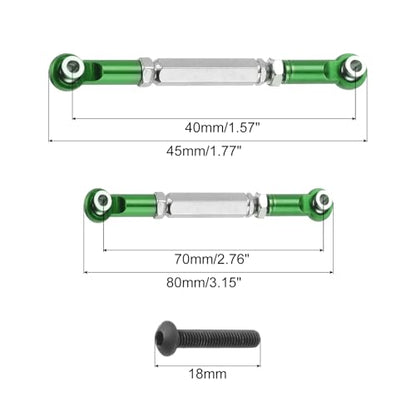 MECCANIXITY Adjustable Turnbuckles Camber Link Linkages Aluminum Alloy RC Car Steering Pull Rod Servo Linkages Tie Rod for 2WD 1/10 RC Car Crawler（Green） - color: Green