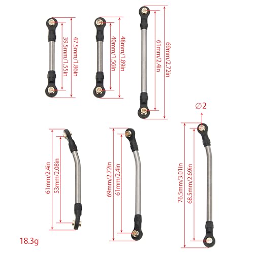 MEUS RACING Ascent-18 High Clearance Links Chassis Links + Steering Links Kit for Old Redcat Ascent-18 1/18 RC Crawler Upgrades Parts