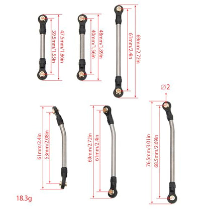 MEUS RACING Ascent-18 High Clearance Links Chassis Links + Steering Links Kit for Old Redcat Ascent-18 1/18 RC Crawler Upgrades Parts