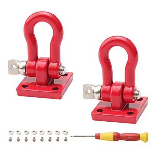 Metal Crawler Trailer Tow Hooks Buckle Winch Shackles RC Decoration Accessories for 1/10 Scale RC Rock Crawler Truck SCX10 TF2 D90 D110 CC01 HILUX Wraith Tundra TRX-4, Red