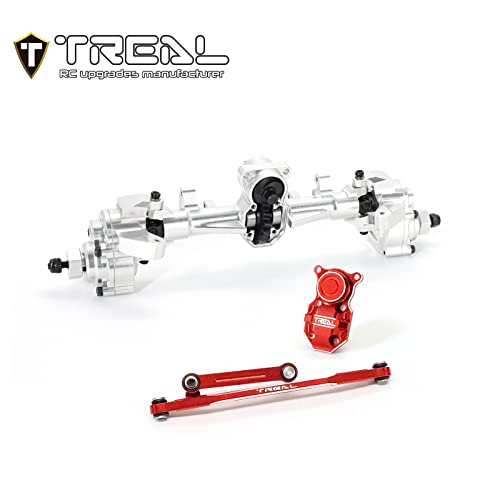 TREAL SCX24 Front Portal Axles Complete Kit Aluminum 7075 CNC Machined Axle Housin for Axial 1/24 SCX24 Deadbolt C10 Gladiator Bronco (Silver) - color: Silver