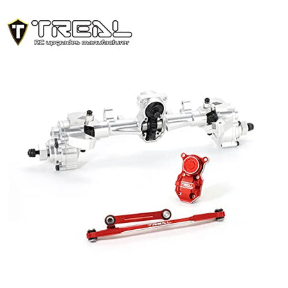 TREAL SCX24 Front Portal Axles Complete Kit Aluminum 7075 CNC Machined Axle Housin for Axial 1/24 SCX24 Deadbolt C10 Gladiator Bronco (Silver) - color: Silver