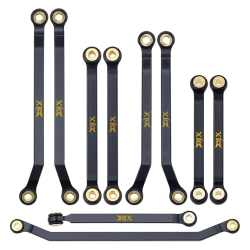 DJX 10PCS 22g Brass High Clearance Links Set Front and Rear Link with Steering Link for Redcat Ascent-32 1/32 Scale RC Rock Crawler Car Upgrades Parts (Black)