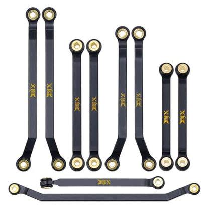 DJX 10PCS 22g Brass High Clearance Links Set Front and Rear Link with Steering Link for Redcat Ascent-32 1/32 Scale RC Rock Crawler Car Upgrades Parts (Black)