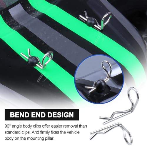 HobbyPark RC 90-Degree Angle Body Clips Bent Springy Pins for All 1/10 Scale Model Car Truck Crawler Truck (20-Pack)