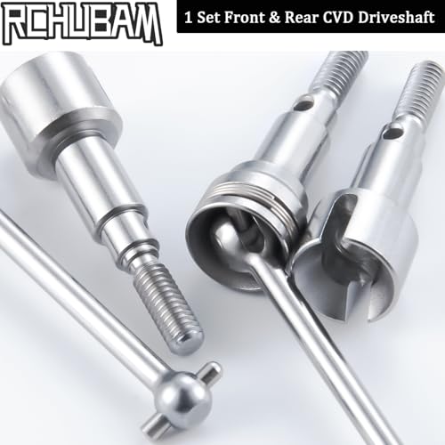 RCHUBAM Front & Rear CVD Driveshaft with M4 Nut for 1/16 RC Truck HBX 16889 | 1 Set Steel Wheel Drive Shafts,RC Upgrade Parts