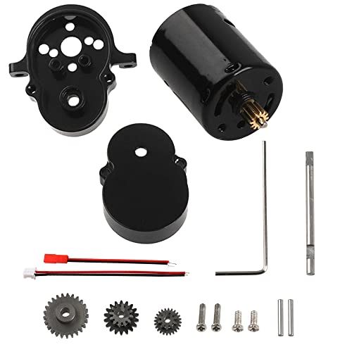 Aluminum Alloy Gearbox Housing Gear Box & Steel Gears with 370 Motors Compatible with WPL D12 1/10 RC Car (Black) - color: Black