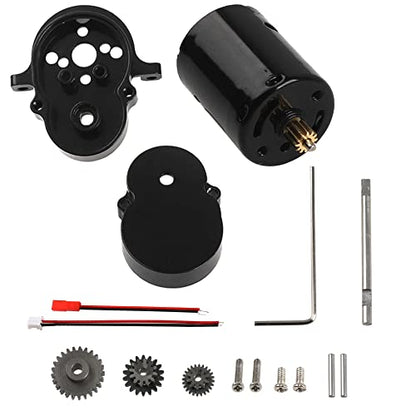 Aluminum Alloy Gearbox Housing Gear Box & Steel Gears with 370 Motors Compatible with WPL D12 1/10 RC Car (Black) - color: Black