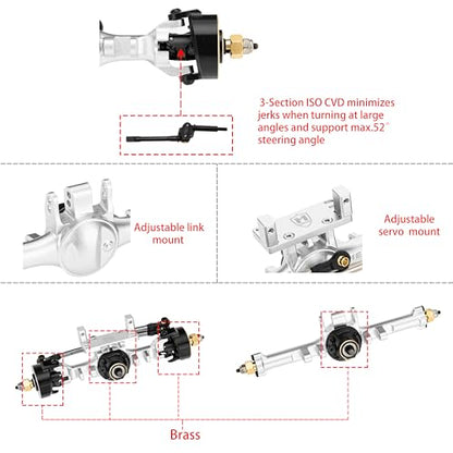 MEUS RACING 5mm ISO V2 TRX4M Axles with Adjustable Servo Mount for TRAXXAS 1/18 TRX4M RC Crawler (Silver) - color: Silver
