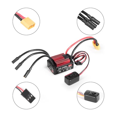 Brushless ESC, Waterproof Electronic Speed Controller Protection for 1/10 RC Crawler Car, RC Trail Truck (Red XT60 Plug) - color: Red Xt60 Plug