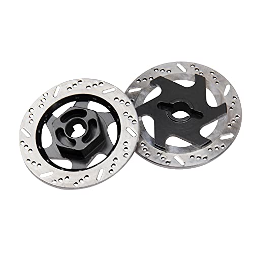 4Pack ShareGoo Metal 12mm Hex Hub Wheel Rim Tires Brake Disc Compatible with Traxxas Tamiya HSP HPI Redcat Racing 1/10 RC On-Road Car (Black) - color: Black