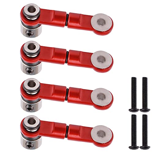 4-Pack Aluminum Anti-Roll Narrow Sway Bar Suspension Arm Linkages Upgrade Parts for ARRMA RC 1/10 Senton 1/8 Typhon Kraton Talion 1/7 Felony Infraction Limitless Car (Red)