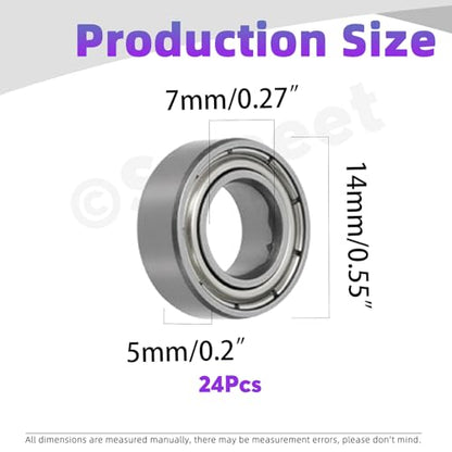 Swpeet 24Pcs 687ZZ Ball Bearings Assortment Kit, 7 x 14 x 5mm Bearing Steel Deep Groove Bearings, Miniature Bearings, Double Shielded - size: 687ZZ-24PCS, style: Bearing Steel