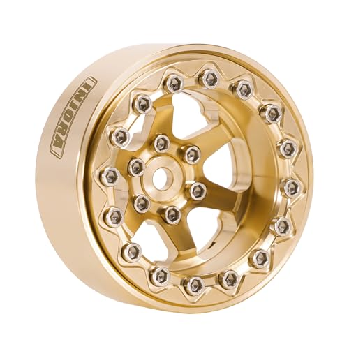 INJORA 1.3" Brass -5.25mm Offset Beadlock Wheel for 1/24 1/18 RC Crawlers - color: Brass