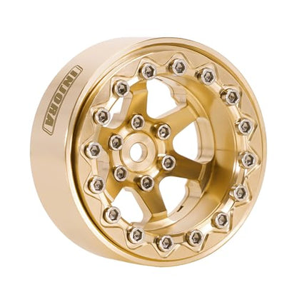 INJORA 1.3" Brass -5.25mm Offset Beadlock Wheel for 1/24 1/18 RC Crawlers - color: Brass