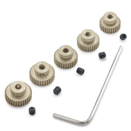 Surpass Hobby 64P Pinion Gear Set 3.175mm Shaft 31T 32T 33T 34T 35T 7075 Aluminum Alloy Motor Gears for 1/10 RC Car (5pcs) - size: 31T 32T 33T 34T 35T