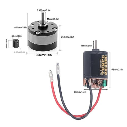 RC Car Universal 540 Brushed Motor with 1/3 Reduction Planetary 13T 80T for 1/14 Tractors 1/10 Crawler Car DIY Modifications (80T)