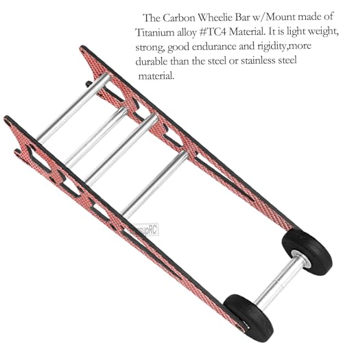 RC Carbon Adjustable Wheelie Bar Kit Tail Wheel Head up Wheel Upgrades Part for 1/10 Slash,Rustler,Bandit,Stampede VXL 2WD,Carbon Adjustable Wheelie Bar w/Mount Hops Up,Red - color: Red（upgrades Part）