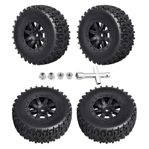 Preglued 1/10 RC Short Course Truck Wheels and Tires 12mm Hex SCT Tires Compatible with Traxxas Slash 2WD Vxl 4x4 BL-2S Losi Blackout SC 22S SCT 2S-4S Brushless
