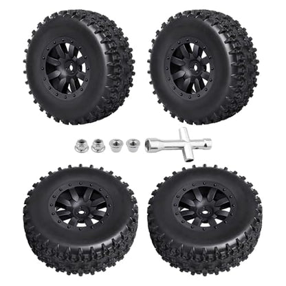 Preglued 1/10 RC Short Course Truck Wheels and Tires 12mm Hex SCT Tires Compatible with Traxxas Slash 2WD Vxl 4x4 BL-2S Losi Blackout SC 22S SCT 2S-4S Brushless