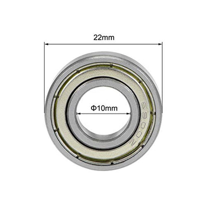 uxcell Deep Groove Ball Bearings Z2 10mm x 22mm x 6mm Double Shielded Carbon Steel 20pcs - size: 10mmx22mmx6mm