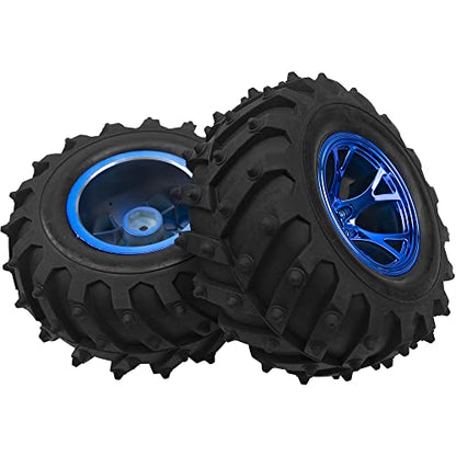 4.72''OD Rubber Tires & Wheel Rim 12mm Hex Hub Compatible with RedCat Volcano Traxxas Rustler HPI HSP Tamiya Exceed Himoto 1/10 Off-Road Monster Truck,120mmx56mm (Blue) - color: Blue